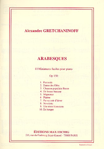 Arabesques op.150  10 miniatures faciles pour piano  