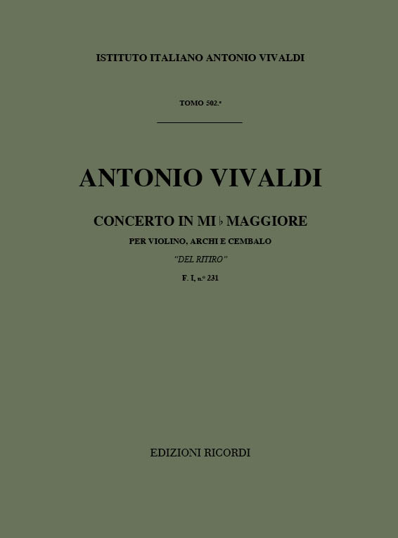 CONCERTO MIB MAGGIORE F.I:231 PER VIO-&nbsp;&nbsp;LINO, ARCHI E CEMBALO&nbsp;&nbsp;PARTITURA