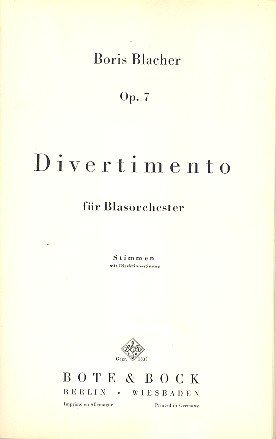 Divertimento op.7  für Blasorchester  Direktion und Stimmen