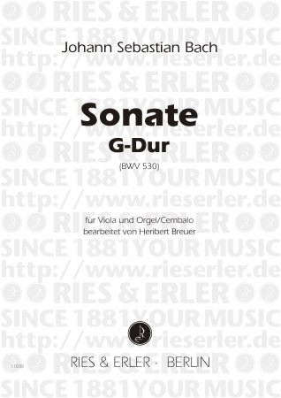 Sonate G-Dur nach BWV530&nbsp;&nbsp;für Viola und Orgel&nbsp;&nbsp;