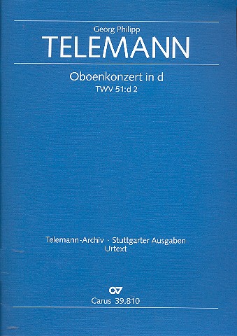 Konzert d-Moll TWV51:D2 für Oboe&nbsp;&nbsp;und Streichorchester&nbsp;&nbsp;Partitur