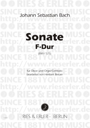 Sonate F-Dur nach BWV525&nbsp;&nbsp;für Oboe und Orgel (Cembalo)&nbsp;&nbsp;
