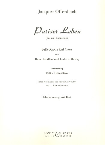 Pariser Leben&nbsp;&nbsp;&nbsp;&nbsp;Klavierauszug (dt)