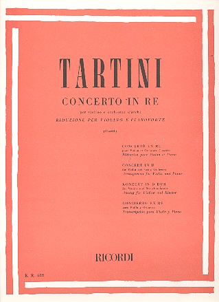 CONCERTO RE MAGGIORE PER VIOLINO E&nbsp;&nbsp;ORCHESTRA D'ARCHI PER VIOLINO E&nbsp;&nbsp;PIANOFORTE
