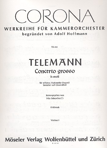 Concerto grosso h-Moll&nbsp;&nbsp;für 2 Flöten, Violoncello und Streicher&nbsp;&nbsp;Streicher-Stimmensatz (3-3-2-2-1)