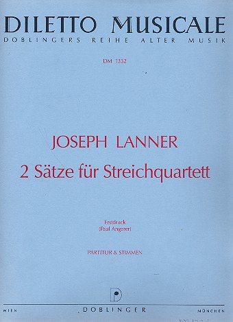 2 SAETZE FUER STREICHQUARTETT  PARTITUR+STIMMEN  ANGERER, PAUL, ED.