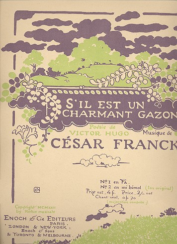 S'IL EST UN CHARMANT GAZON  POUR CHANT ET PIANO  