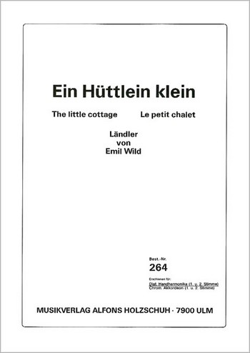 EIN HUETTLEIN KLEIN FUER  HANDHARMONIKA (MIT 2. STIMME)  