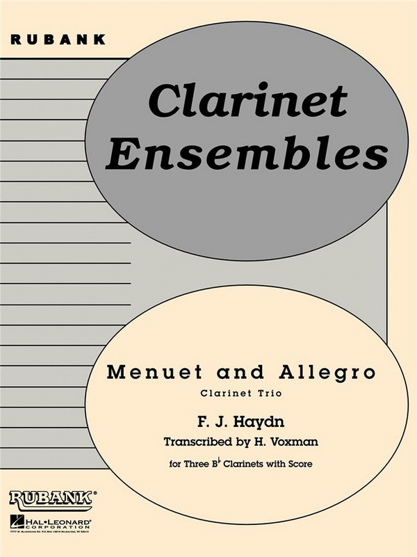 MENUET AND ALOELEGRO FOR&nbsp;&nbsp;3 CLARINETS, SCORE+PARTS&nbsp;&nbsp;VOXMAN, H., TRANSCRIPTION