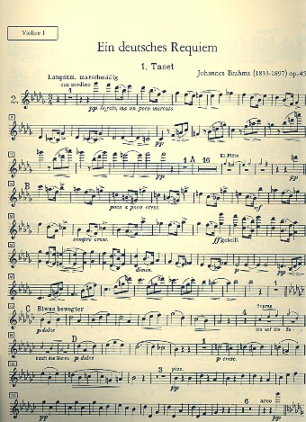 Ein deutsches Requiem op.45&nbsp;&nbsp;für Soli, Chor und Orchester&nbsp;&nbsp;Violine 1