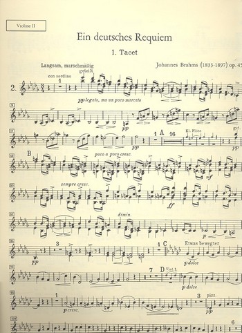 Ein deutsches Requiem op.45&nbsp;&nbsp;für Soli, Chor und Orchester&nbsp;&nbsp;Violine 2