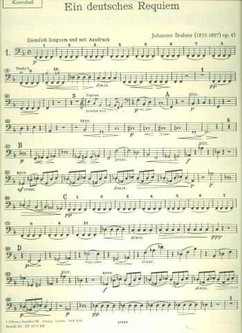 Ein deutsches Requiem op.45&nbsp;&nbsp;für Soli, Chor und Orchester&nbsp;&nbsp;Kontrabass