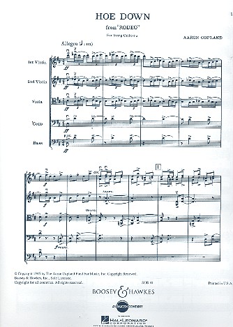 Hoe Down&nbsp;&nbsp;für Streichorchester&nbsp;&nbsp;Partitur