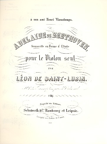 Adelaide de Beethoven trascrite  en form d'étude pour violon seul  saint-lubin, leon de, transkription