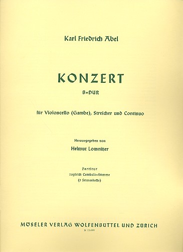 Konzert B-Dur  für Violoncello, Streicher und Bc  Partitur (= Cembalo)