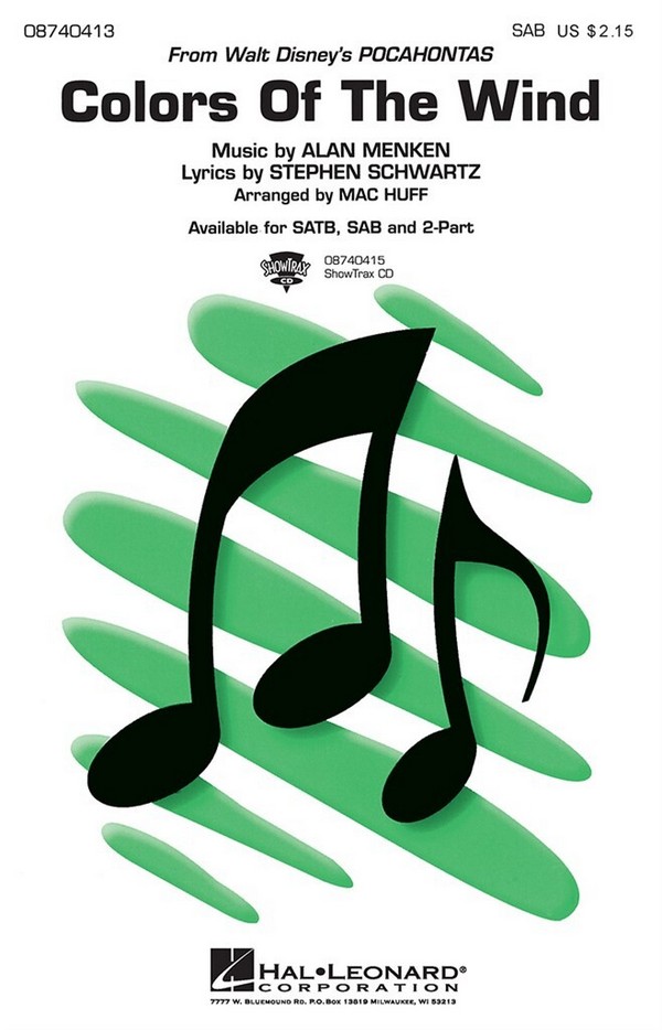 Colors of the Wind  for 3-part mixed choir (sab) and piano  