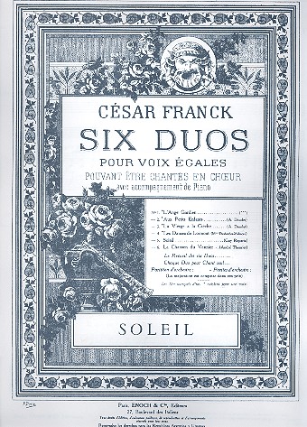 Soleil pour 2 voix (SA) ou petit choeur  et piano  