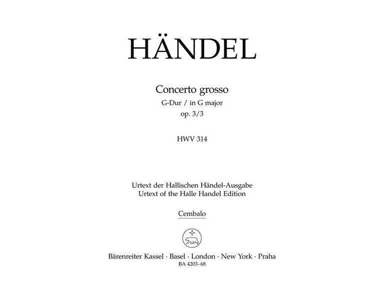 Concerto grosso G-Dur op.3,3 HWV314 &nbsp;&nbsp;für Orchester&nbsp;&nbsp;Cembalo