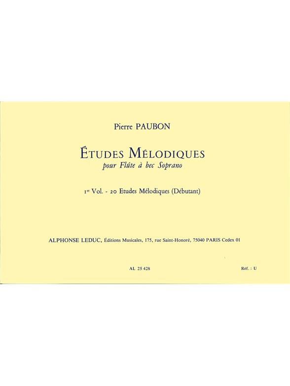 Etudes melodiques vol.1 20 etudes  pour flute a bec soprano (debutants)  