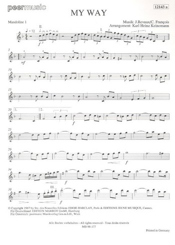 My Way  für Zupforchester  Mandoline 1