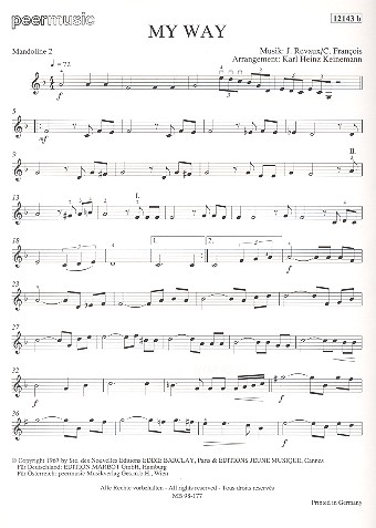 My Way  für Zupforchester  Mandoline 2