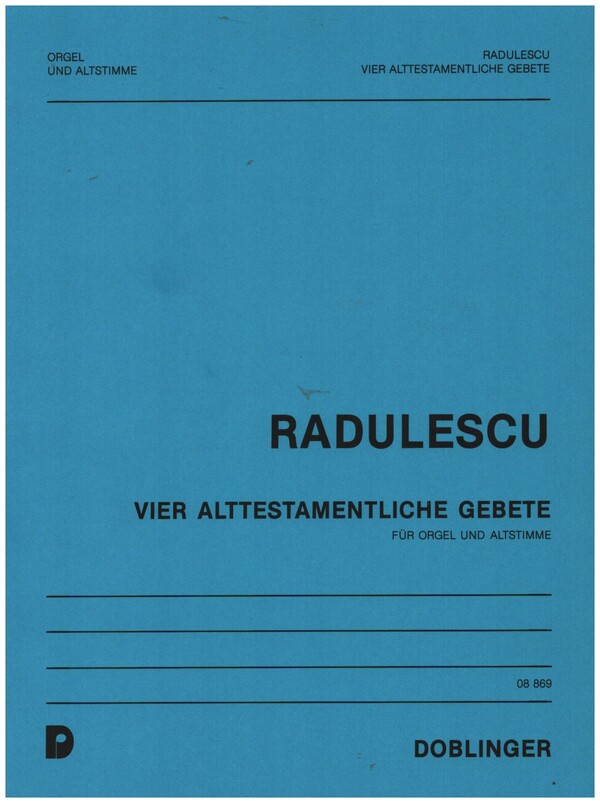 4 alttestamentliche Gebete  für Orgel und Altstimme  