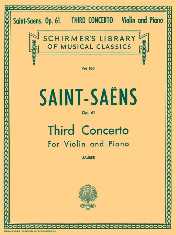 Concerto no.3 op.61&nbsp;&nbsp;for violin and orchestra&nbsp;&nbsp;for violin and piano