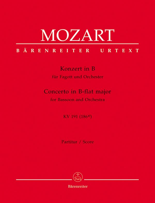 Konzert B-Dur KV191&nbsp;&nbsp;für Fagott und Orchester&nbsp;&nbsp;Partitur