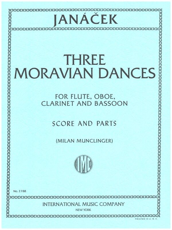 3 Moravian dances  for flute, oboe, clarinet and bassoon  score and parts