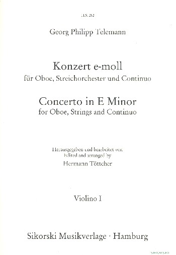 Konzert e-Moll für Oboe, Streicher&nbsp;&nbsp;und Bc&nbsp;&nbsp;Violine 1