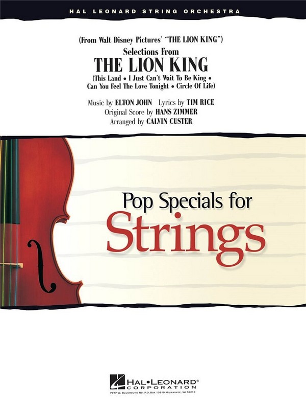 Selections from The Lion King&nbsp;&nbsp;for string orchestra&nbsp;&nbsp;score+parts ((8-8-4)-4-4-4), pno, perc.