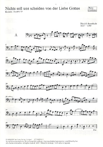 Nichts soll uns scheiden BuxWV77&nbsp;&nbsp;Kantate für 3 Singstimmen (SAB),&nbsp;&nbsp;2 Violinen, Violone und Bc,   Continuo