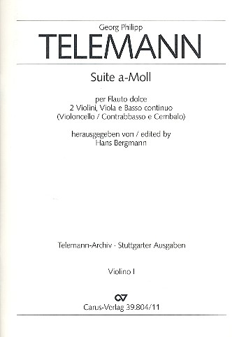 Suite a-Moll für Blockflöte,&nbsp;&nbsp;2 Violinen, Viola und Bc&nbsp;&nbsp;Violine 1