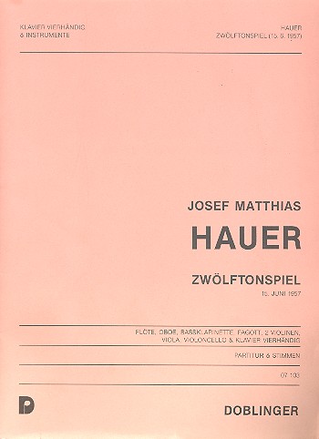 Zwölftonspiel für Flöte, Oboe,&nbsp;&nbsp;Bassklarinette, Fagott, 2 Violinen,&nbsp;&nbsp;Viola, Violoncello und Klavier zu 4 Händen