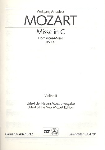 Missa C-Dur KV66 &nbsp;&nbsp;für Soli, gem Chor und Orchester&nbsp;&nbsp;Violine 2
