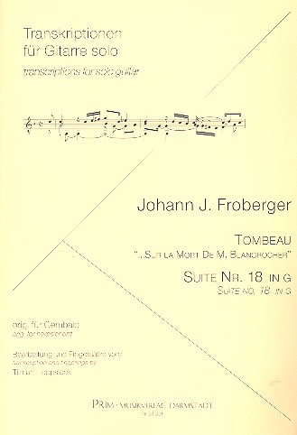 Tombeau sur la mort de M. Blancrocher und Suite g-Moll Nr.18  für Cembalo  Bearbeitung für Gitarre