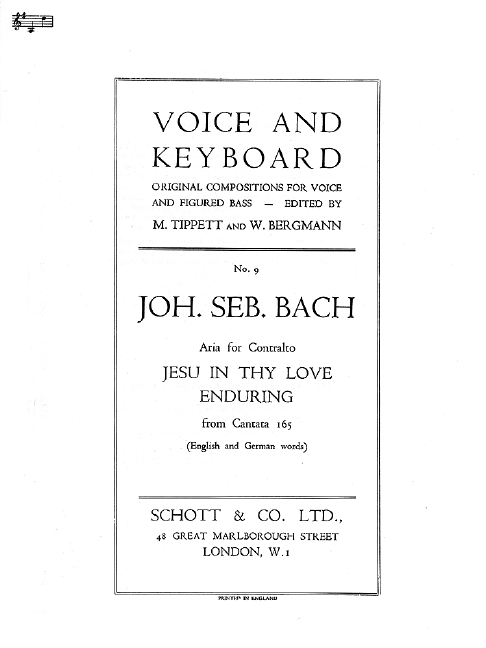 Jesu in thy love enduring - from cantata BWV165&nbsp;&nbsp;for contralto and piano (en/dt)&nbsp;&nbsp;