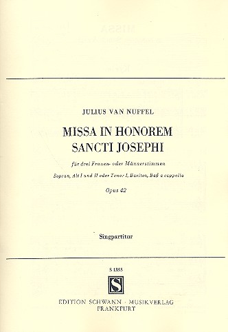 Missa in honorem Sancti Josephi op.42&nbsp;&nbsp;für 3 Singstimmen (SAA oder TBB)&nbsp;&nbsp;Singpartitur (Verlagskopie)