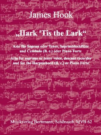 'Hark 'tis the Lark' Arie   für Sopran (Tenor), Sopranblockflöte und Bc  Stimmen
