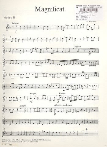 Magnificat&nbsp;&nbsp;für Soli, Chor und Orchester&nbsp;&nbsp;Violine 2