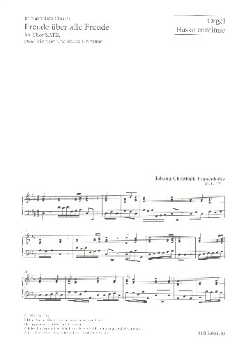 Freude über alle Freuden  für gem Chor, 2 Violinen und Bc  Orgel