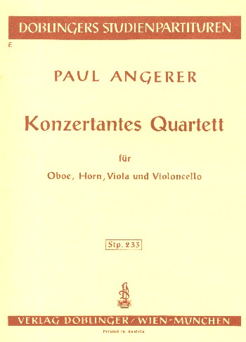 Konzertantes Quartett&nbsp;&nbsp;für Oboe, Horn, Viola und Violoncello&nbsp;&nbsp;Studienpartitur
