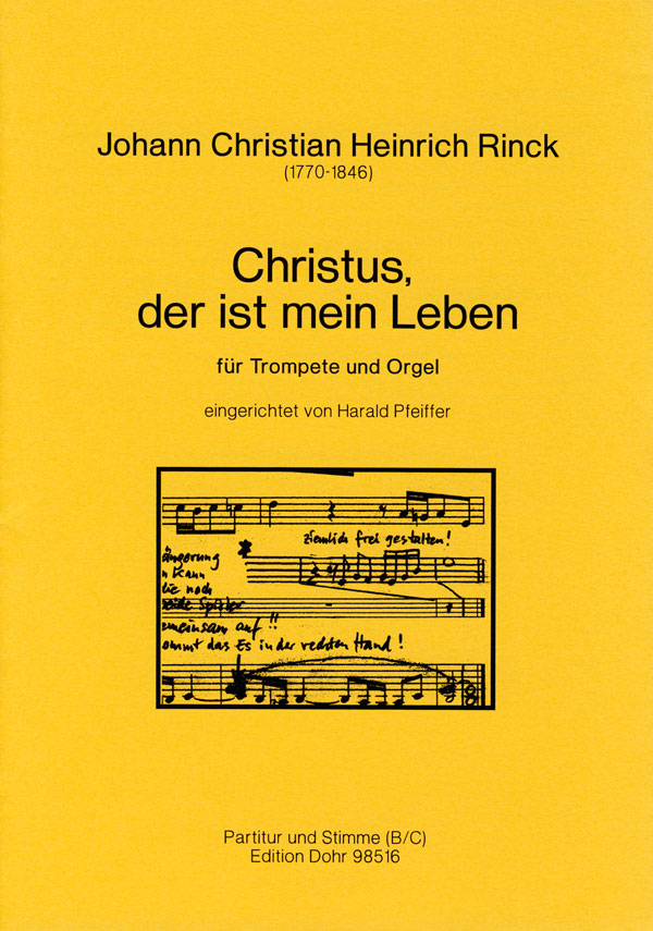 Christus der ist mein Leben  für Trompete (C und B) und Orgel  