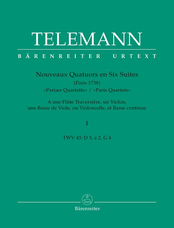 Pariser Quartette Band 1 (Nr.1-3)&nbsp;&nbsp;für Flöte, Violine, Bass und Bc&nbsp;&nbsp;Stimmen