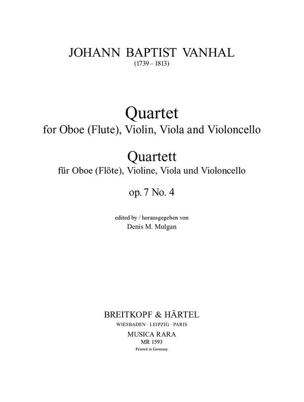 Quartett Es-Dur op.7,4&nbsp;&nbsp;für Oboe, Violine, Viola und Violoncello&nbsp;&nbsp;Stimmen