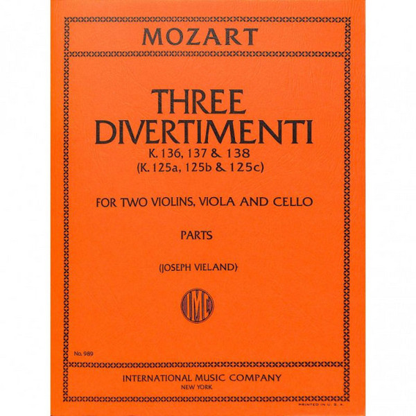 3 Divertimenti KV136-138  for string quartet  score and parts