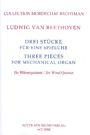 3 Stücke für eine Flötenuhr für Flöte,  Oboe, Klarinette, Horn und Fagott  Partitur und Stimmen