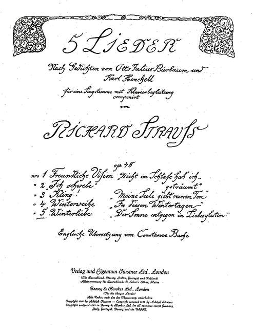 Winterliebe op. 48,5&nbsp;&nbsp;für Tenor und Klavier (dt/en)&nbsp;&nbsp;