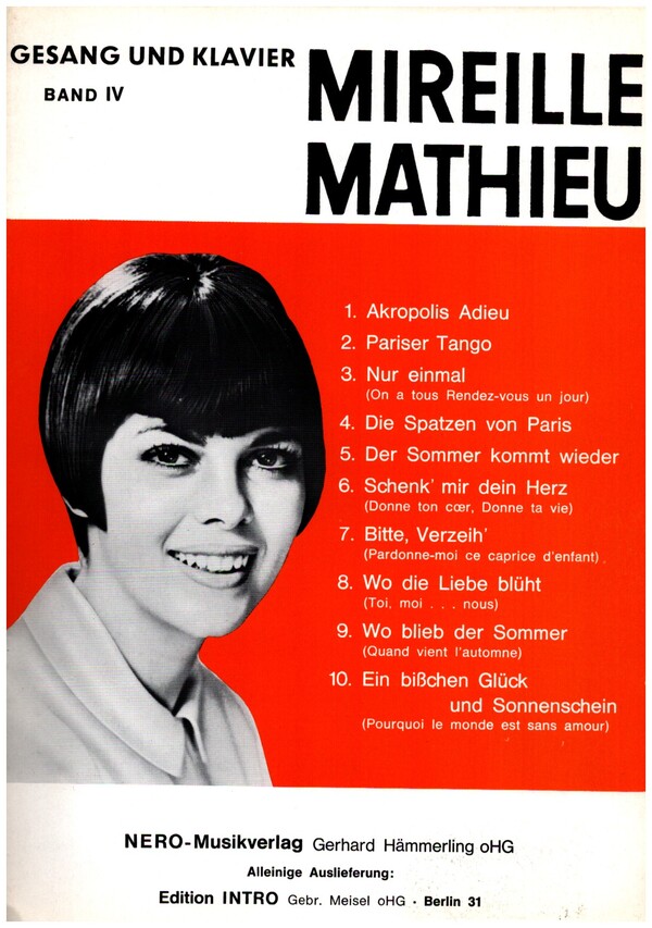 Mireille Mathieu Band 4:  für Gesang und Klavier  Verlagskopie