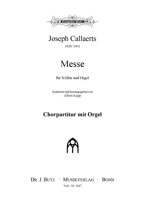 Messe&nbsp;&nbsp;für 3stg. gem Chor (SA Bar) und Orgel&nbsp;&nbsp;Partitur